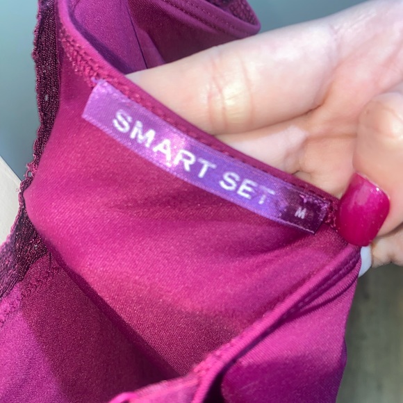 Y2K Purple Lace Top with Adjustable Straps | Size: M | Smart Set - Picture 4 of 4